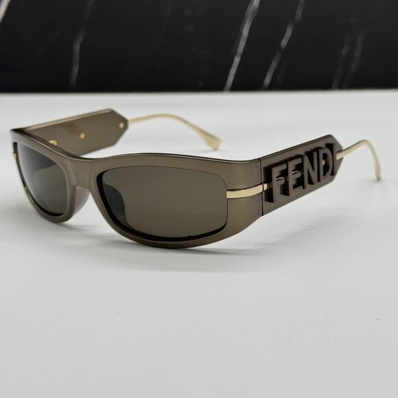 NEW FE40120I 45E FENDI SUNGLASSES SHINY BROWN WOMEN EYEWEAR FENDI